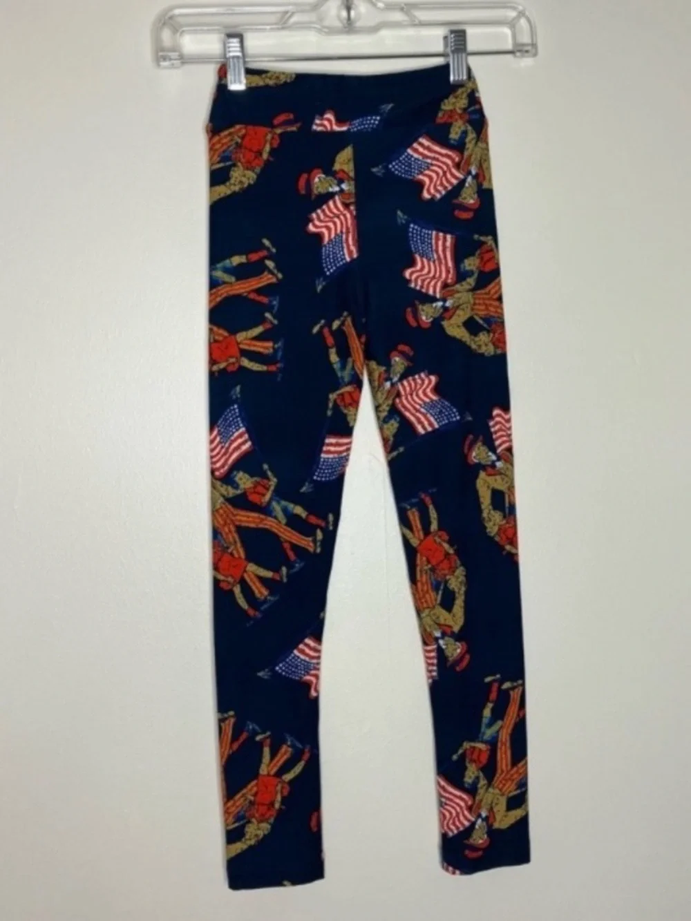 LuLaRoe Kids 4th of July America patriotic Uncle Sam leggings L/XL